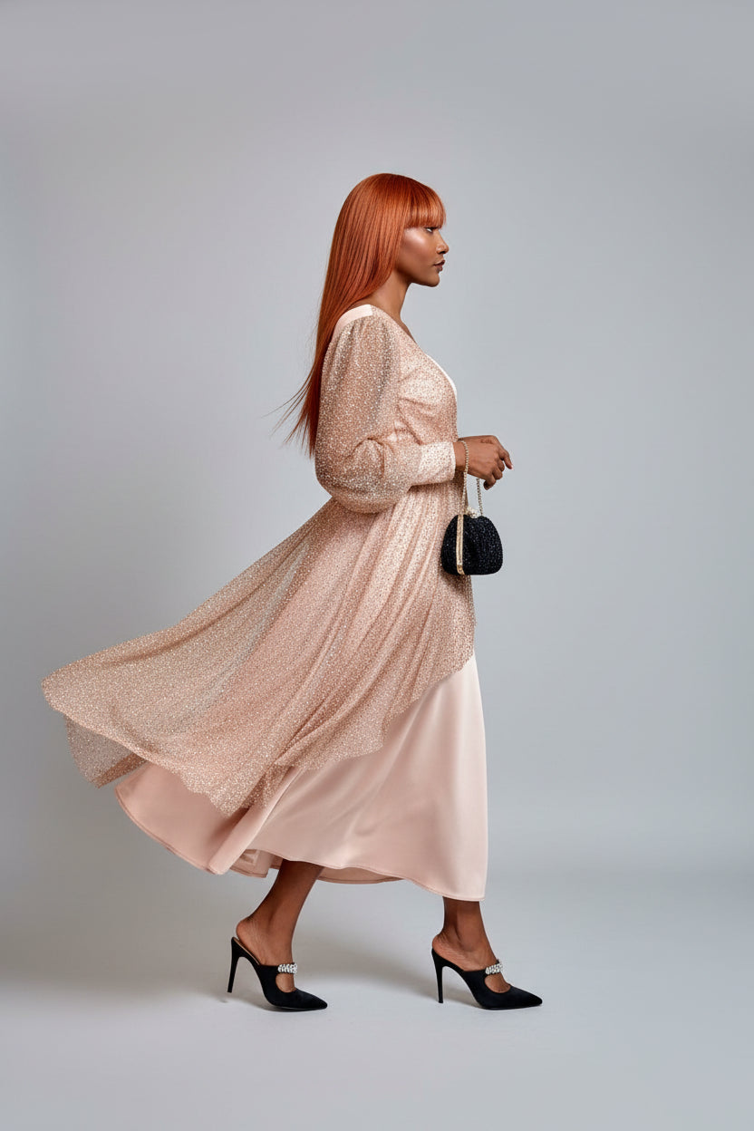 Blush Embellished Midi Dress