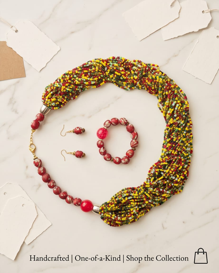 Multicolour Beaded Statement Necklace