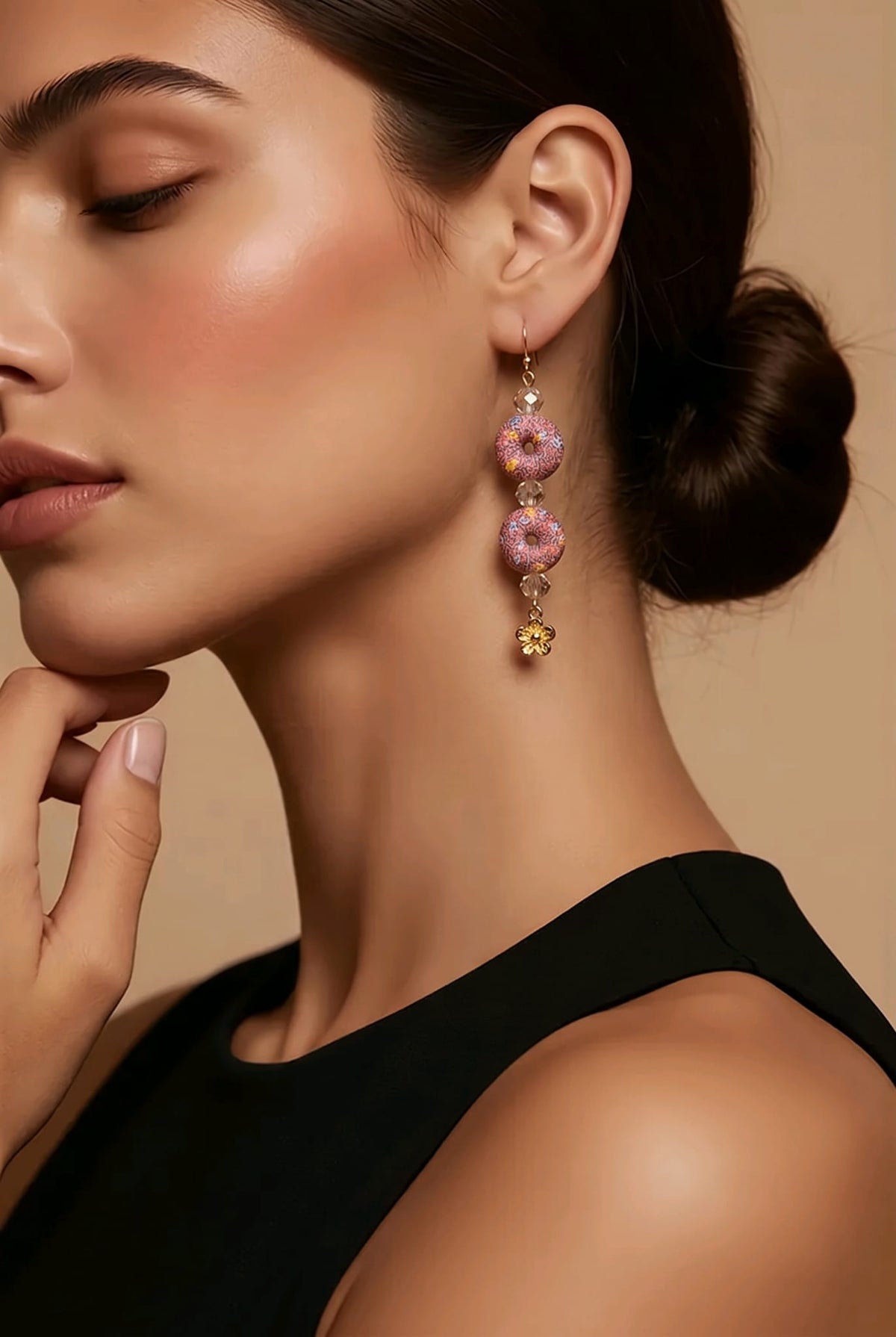 Pink Beaded Necklace & Earrings Set