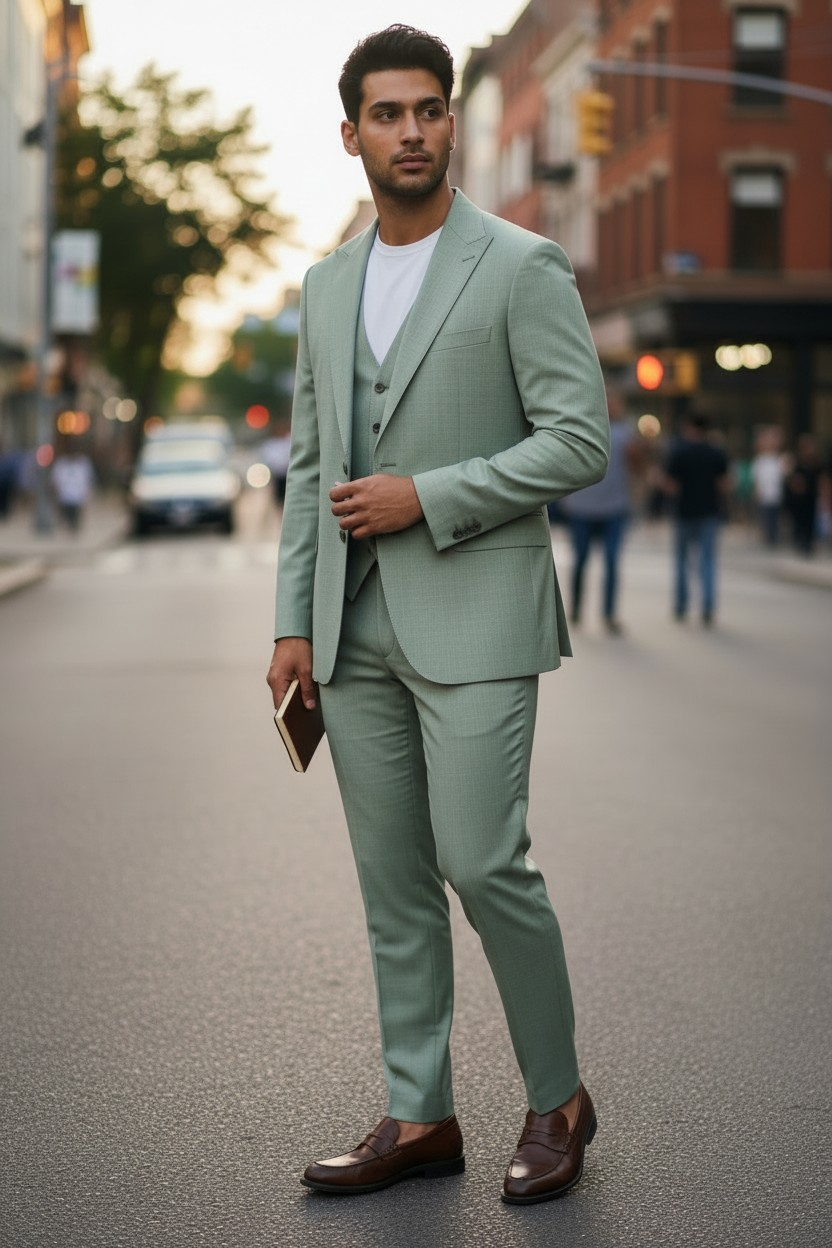 Mario Casas – Mint Green Two-Piece Suit